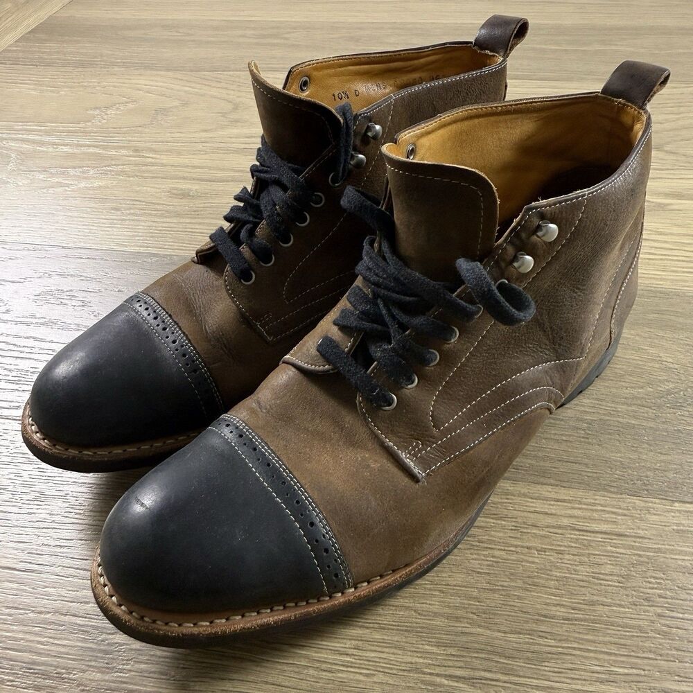 Stacy Adams Boots Men 10.5 Brockton Madison Brown Leather Cap Toe Ankle